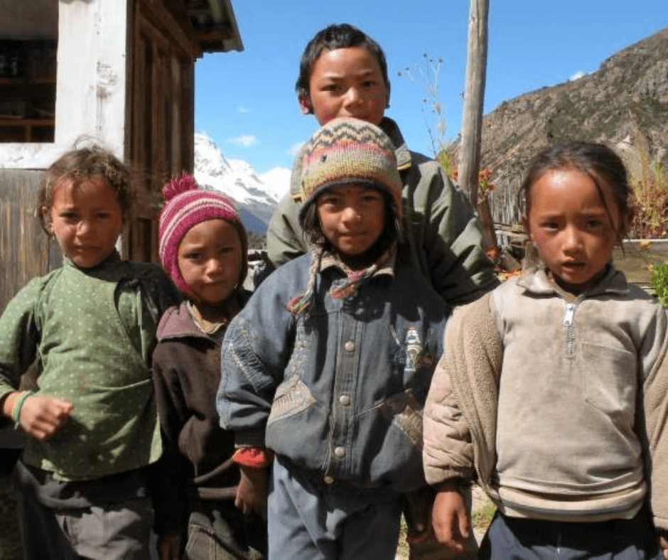 group of nepalese children in Panchase