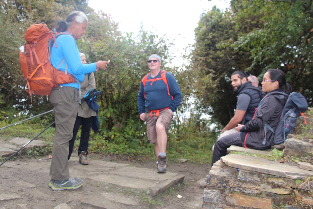 Groups resting during a trek