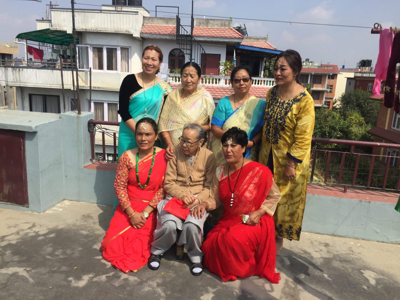 Family gathering during Dashain Festival in Nepal
